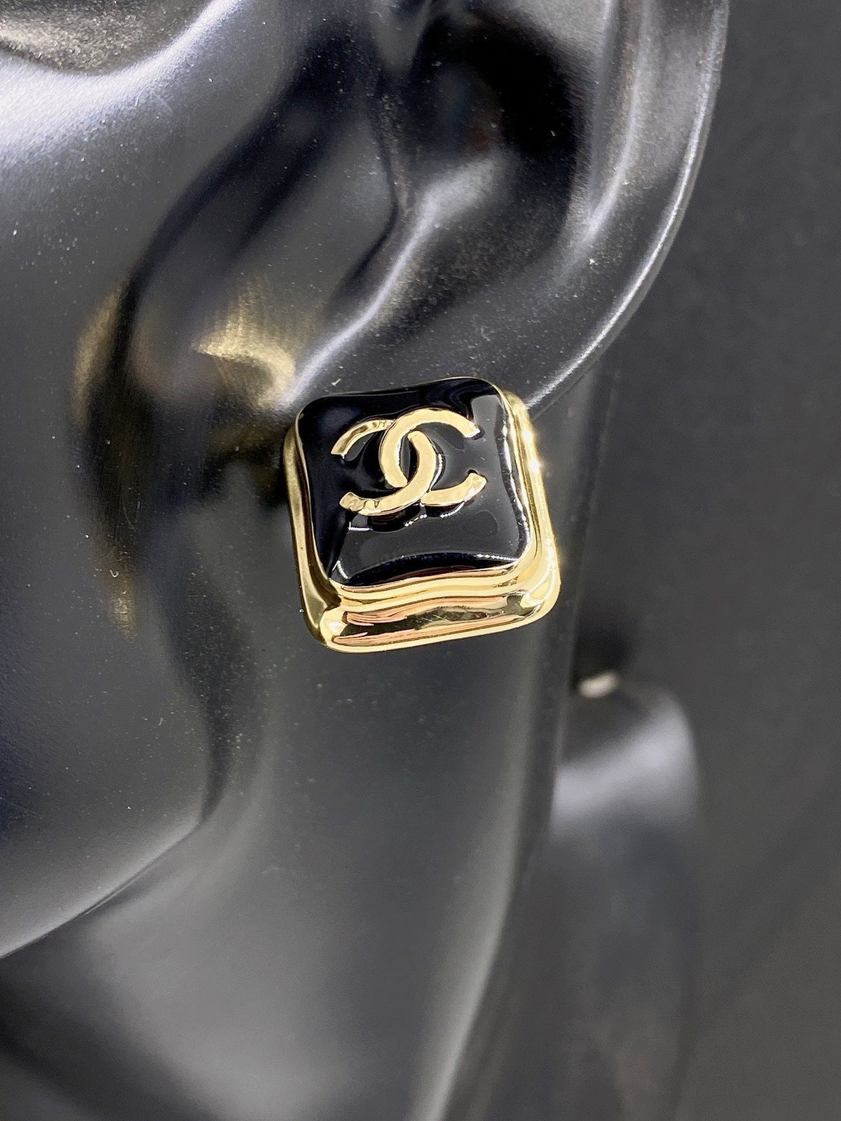 Chanel Square 18K Gold Earrings