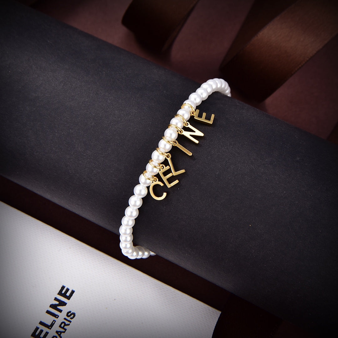 Celine Paris Pearl 18K Gold Necklace