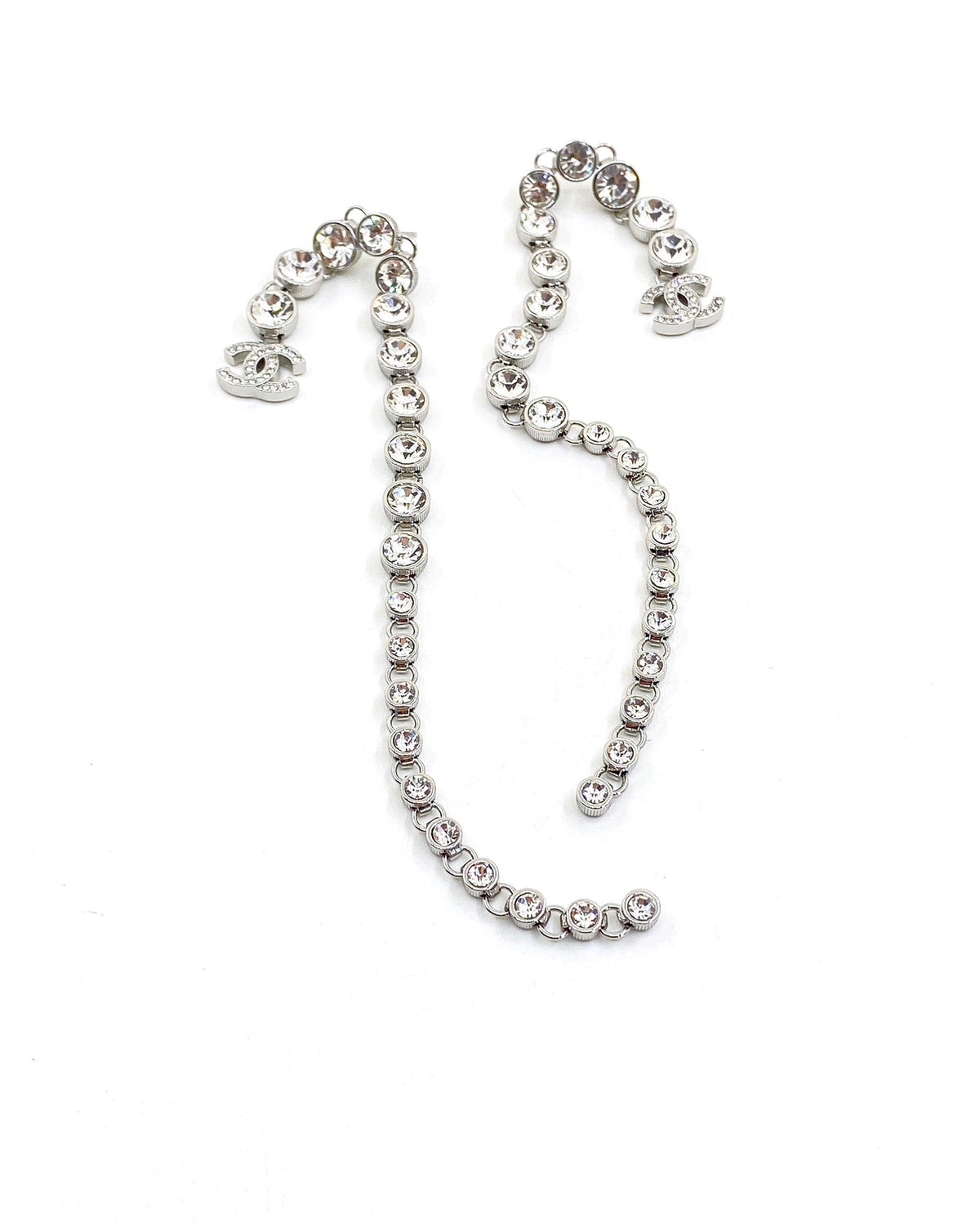 Chanel Long Crystal 18K Gold Earrings